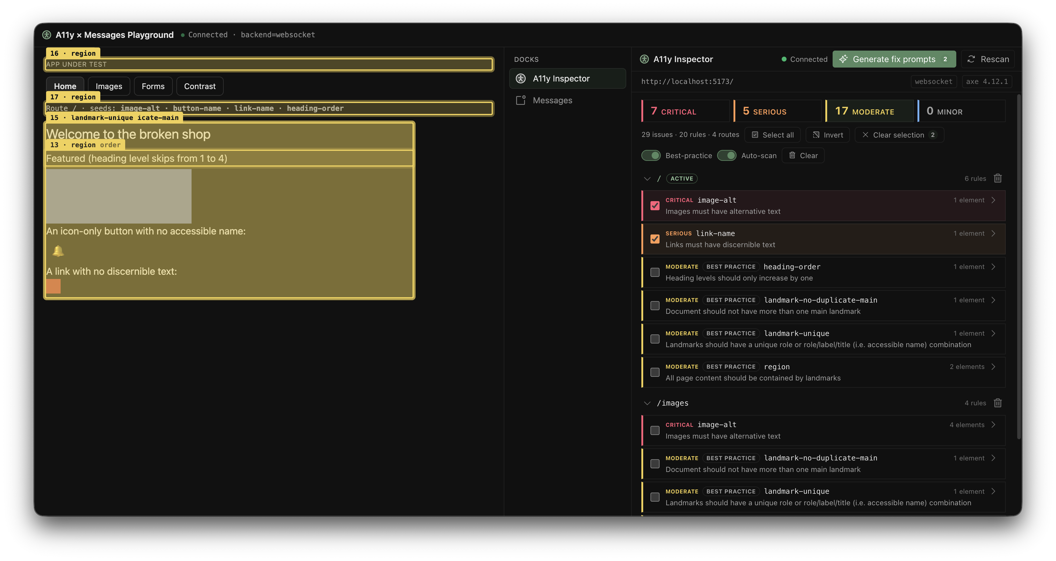 Accessibility Inspector screenshot